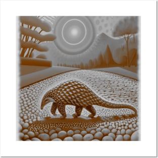 AI generated Pangolin walking on gravel Posters and Art